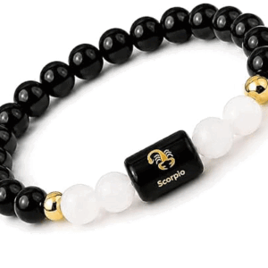 Scorpio Zodiac Vrishchik Rashi Natural Black Obsidian And Milky Quartz Crystals Lucky Charm Bracelet