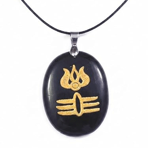 Mahadev Shiv Ji Tripund And Trishul Engraved On Black Tourmaline Crystal Pendant Men And Women