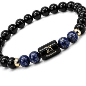 Sagittarius Zodiac Dhanu Rashi Natural Black Obsidian ANd Lapis lazuli Lucky Charm Bracelet