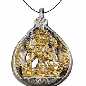 Tibetan Buddist Goddess Golden Green Tara Devi Ji Lucky Charm Metal Pendant