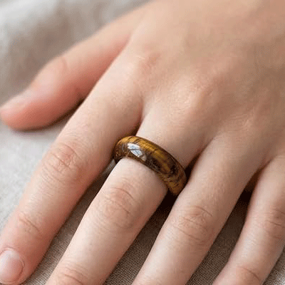 Natural Tiger Eye Crystal Band Ring - Image 2