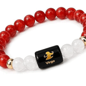 Virgo Zodiac Kanya Rashi Natural Carnelian And Milky Quartz Crystals Lucky Charm Bracelet