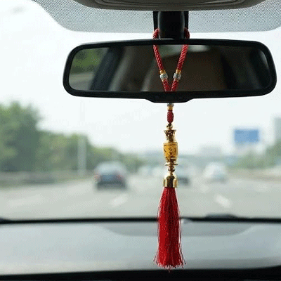 Fengshui Lucky Wealth Vase Charm with Symbols Hanging Amulet for Your Car and Home - Image 2